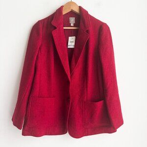 J.Jill Burgundy Textured Wool Blend Classic Blazer S Petite